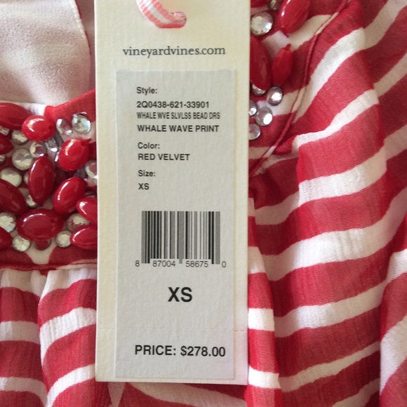 VINEYARD VINES  WHALE WAVE  SILK BEADED NECKLINE DRESS SIZE XS NWT - Picture 4 of 8